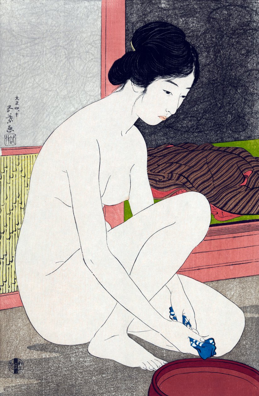 Vrouw na bad door Goyo Hashiguchi door Goyo Hashiguchi