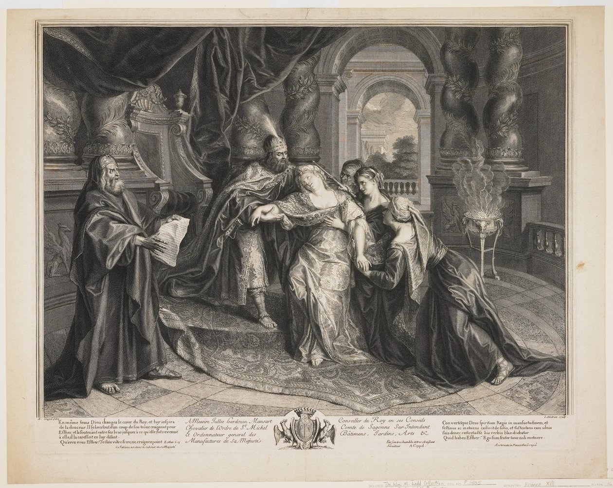 Esther voor Ahasveros, c.1705 door Gérard Audran