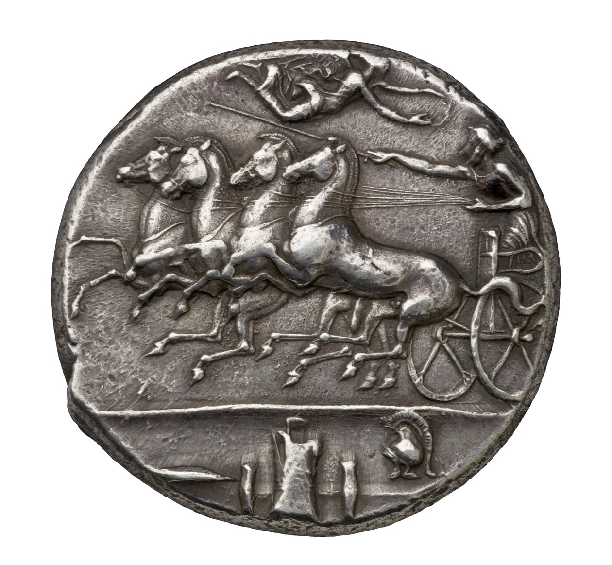 Oude Griekse zilveren munt uit Syracuse, 404-390 v.Chr. door Greek