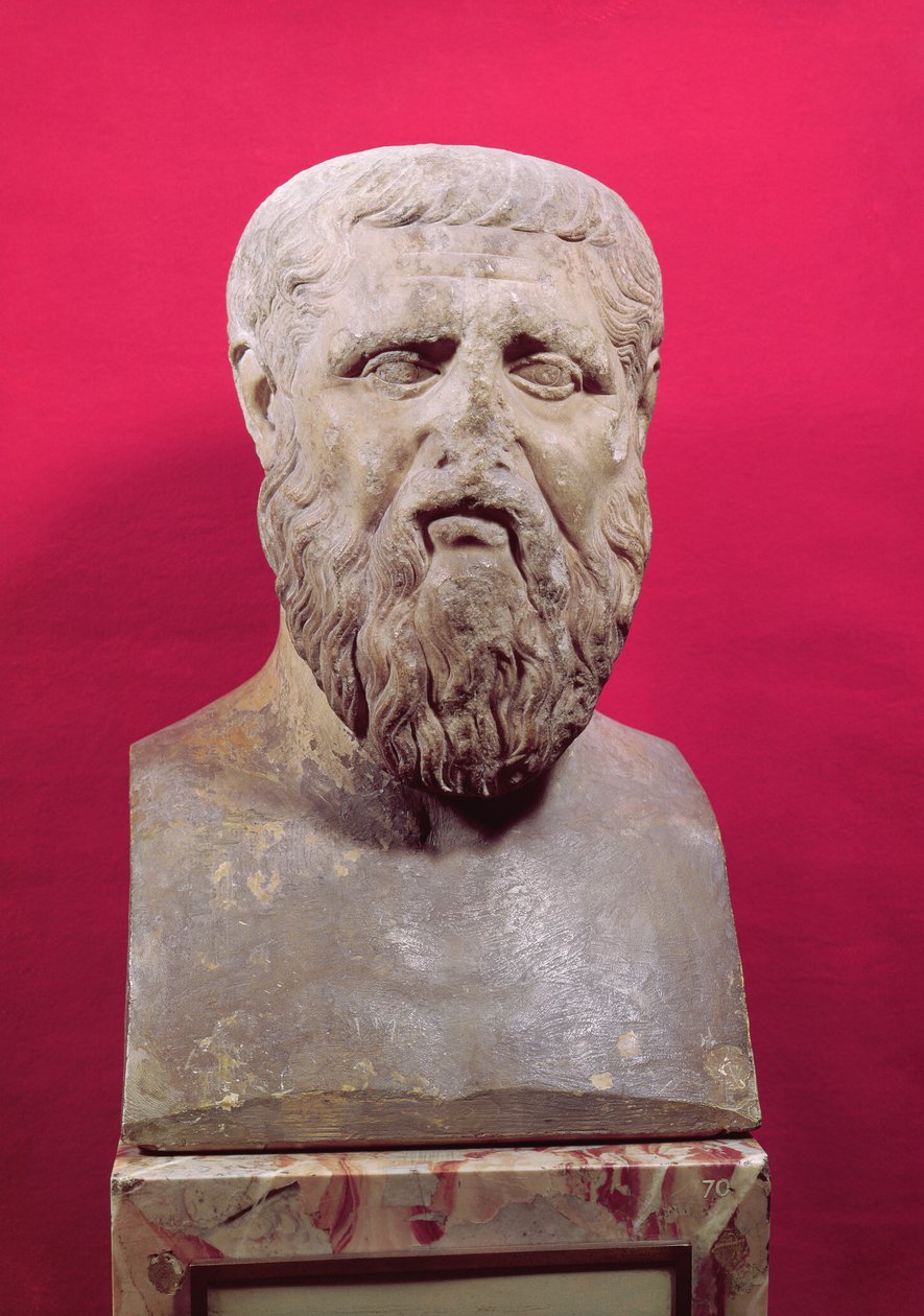 Buste van Plato (c.427-347 v.Chr.) kopie van een origineel uit de 4e eeuw v.Chr. door Greek