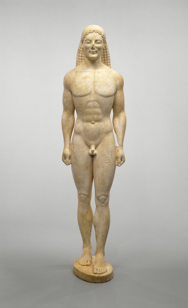 Kouros, ca. 530 v.Chr. (Dolomitisch marmer) door Greek