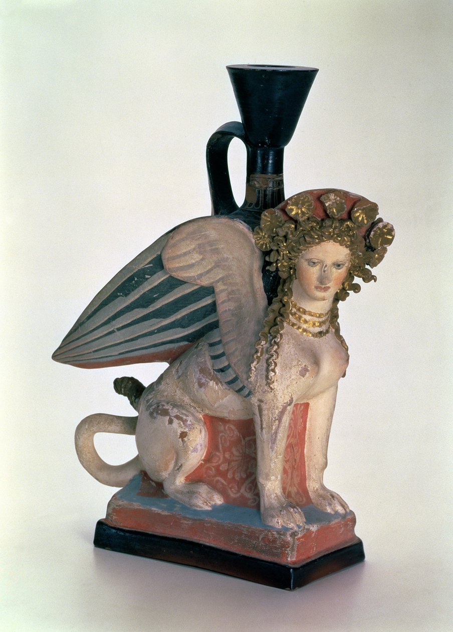 Lekythos in de vorm van een Sfinx, Bosporan Koninkrijk, laat 5e eeuw v.Chr. door Greek