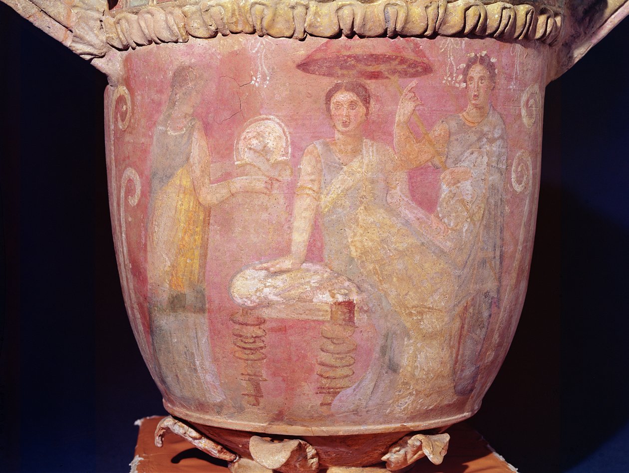 Pot met een scène van badende vrouwen (terracotta) door Greek