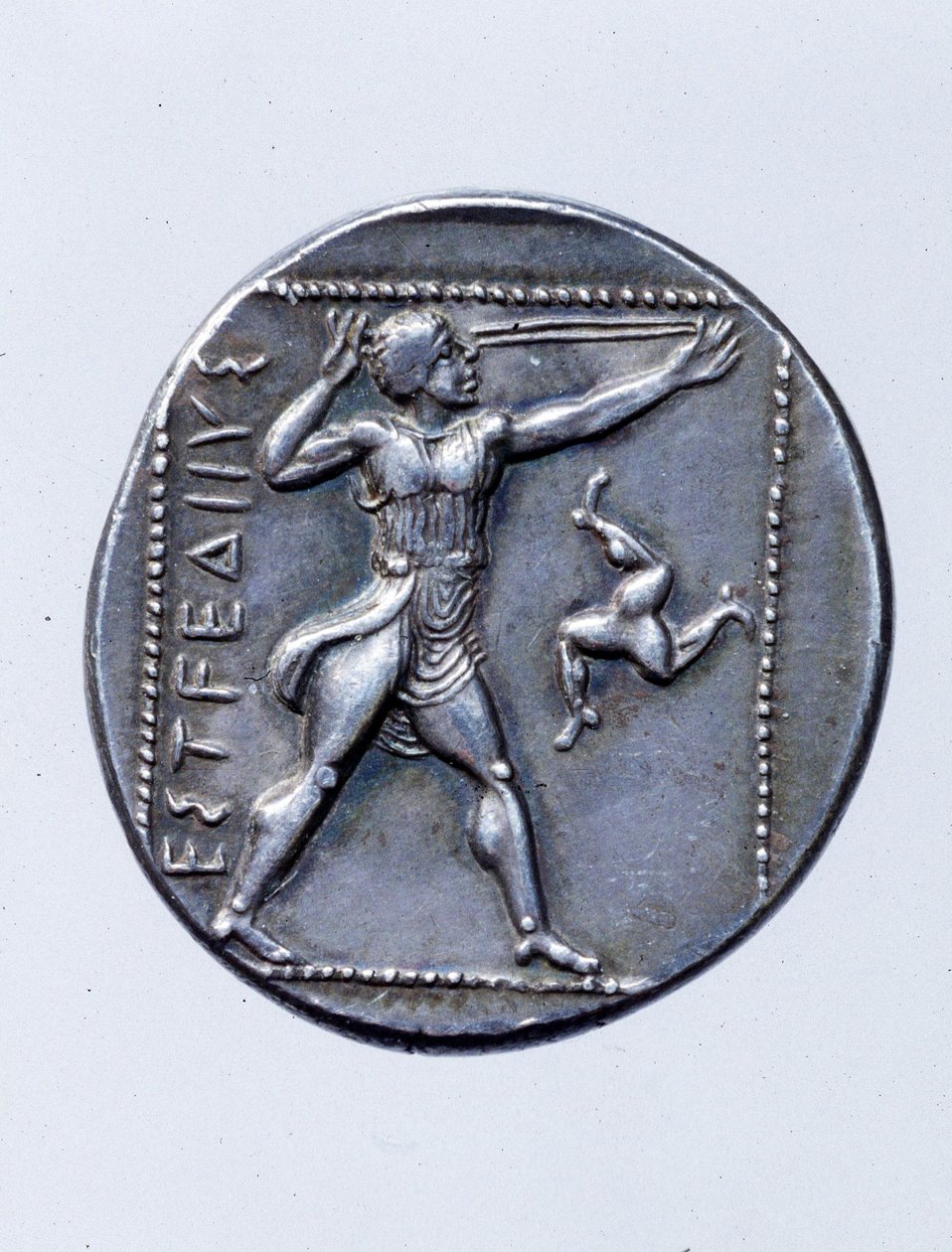 Munt met afbeelding van een slingerwerper (zilver) door Greek