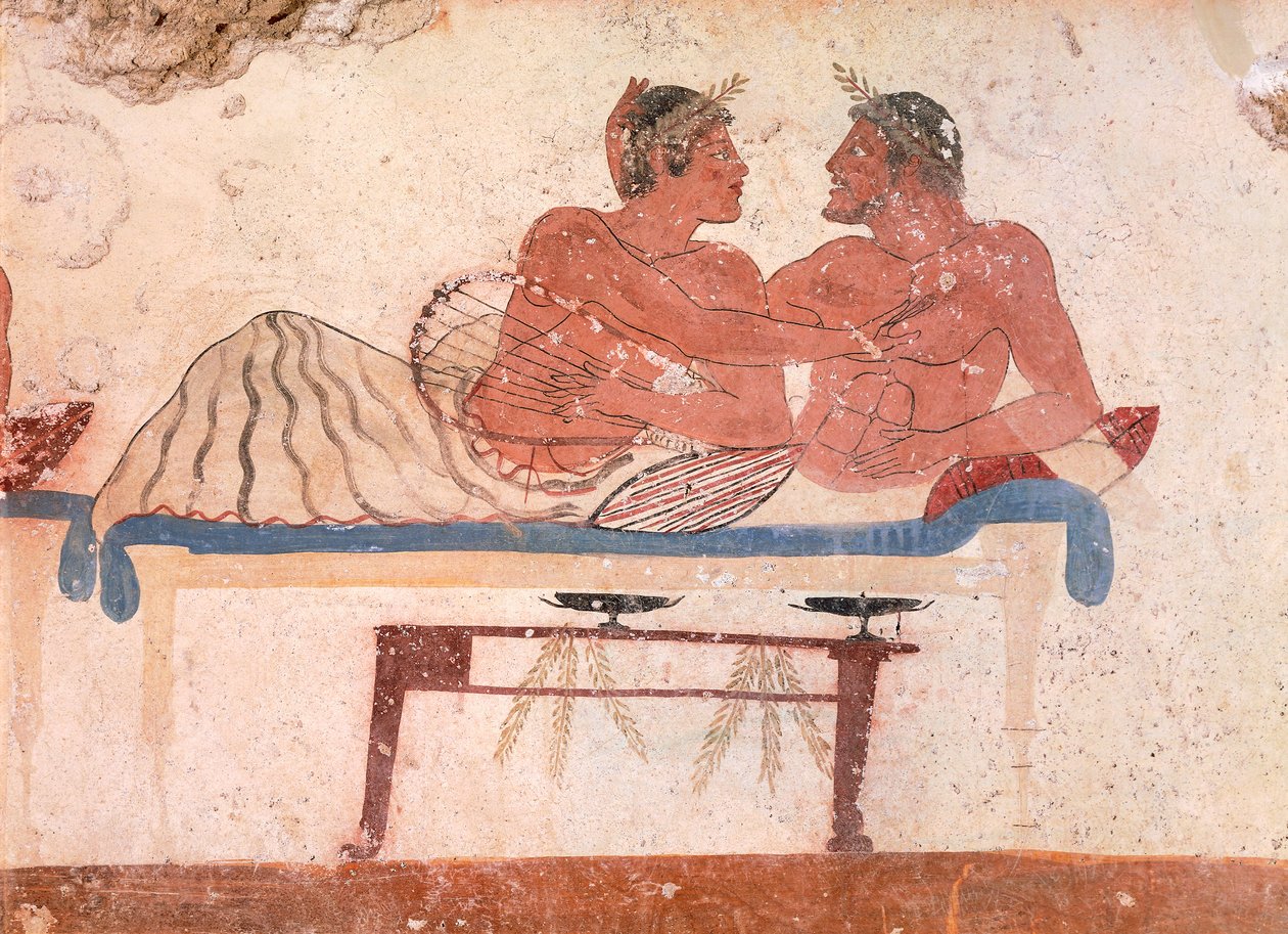 Symposion scène (detail) (ca. 480-490 v.Chr.) door Greek