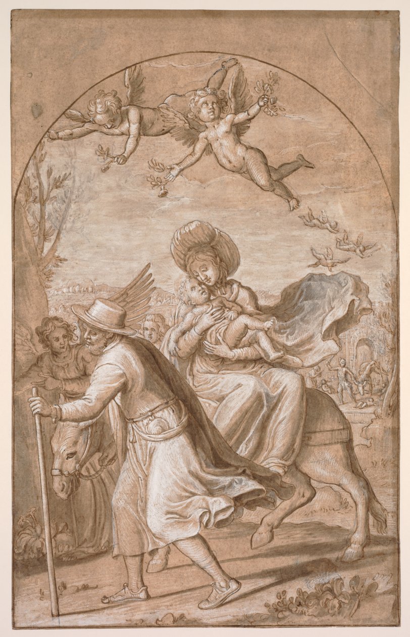 De vlucht naar Egypte, ca. 1590 door Gregorio Pagani