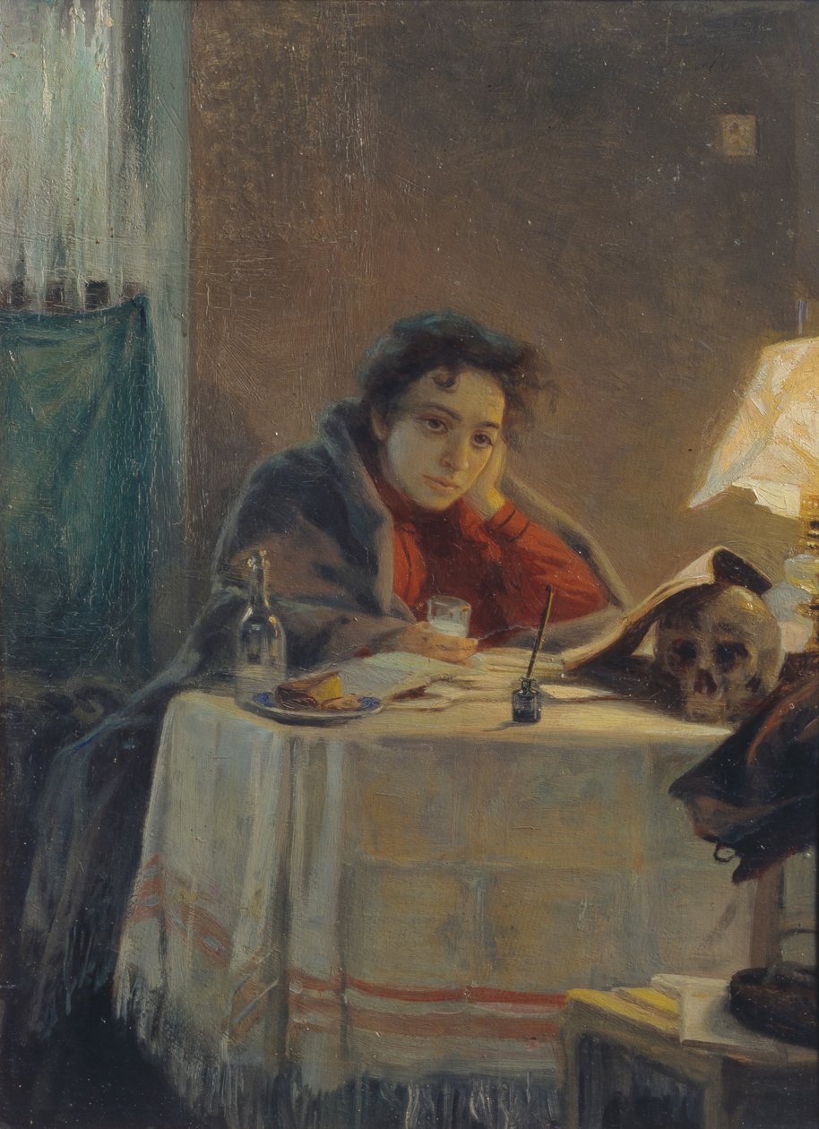 Een Meisjesstudent, 1904 door Grigori Grigoryevich Myasoedov