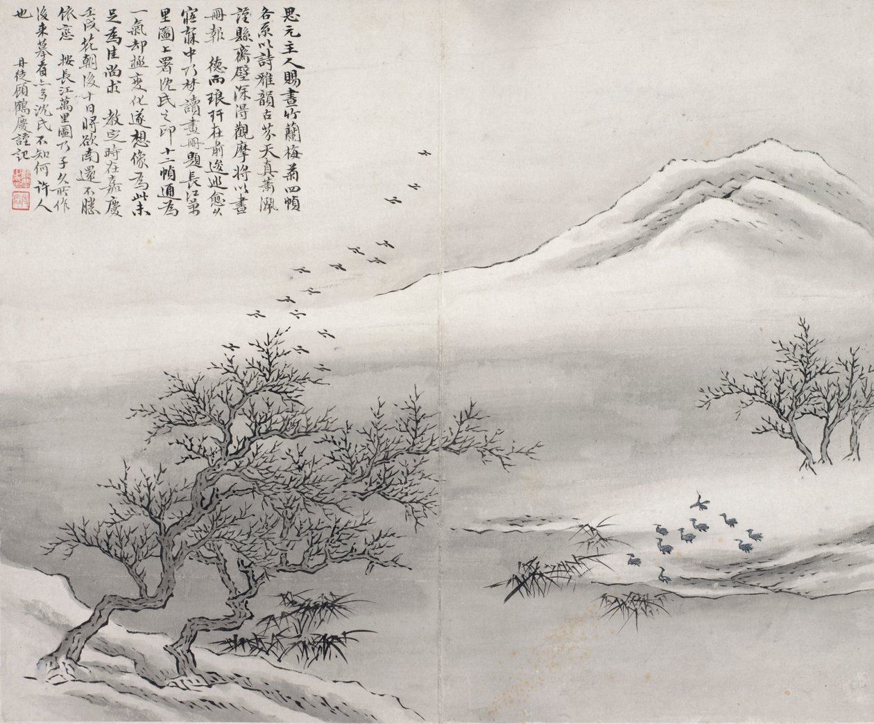 Vogels op de oever door Gu Haoqing