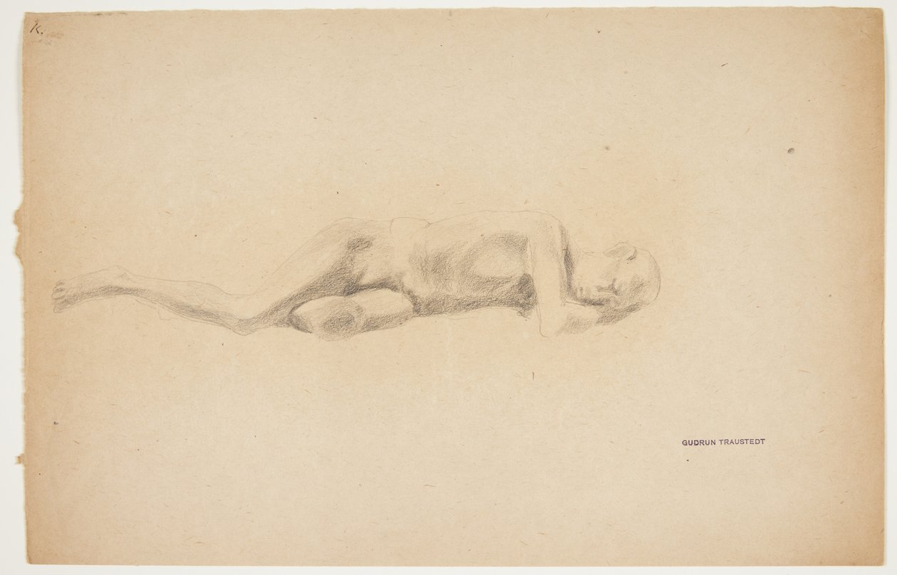 Studie van gipsafgietsel uit Pompeii. Liggende man door Gudrun Traustedt