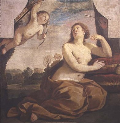 Venus en Cupido door Guercino