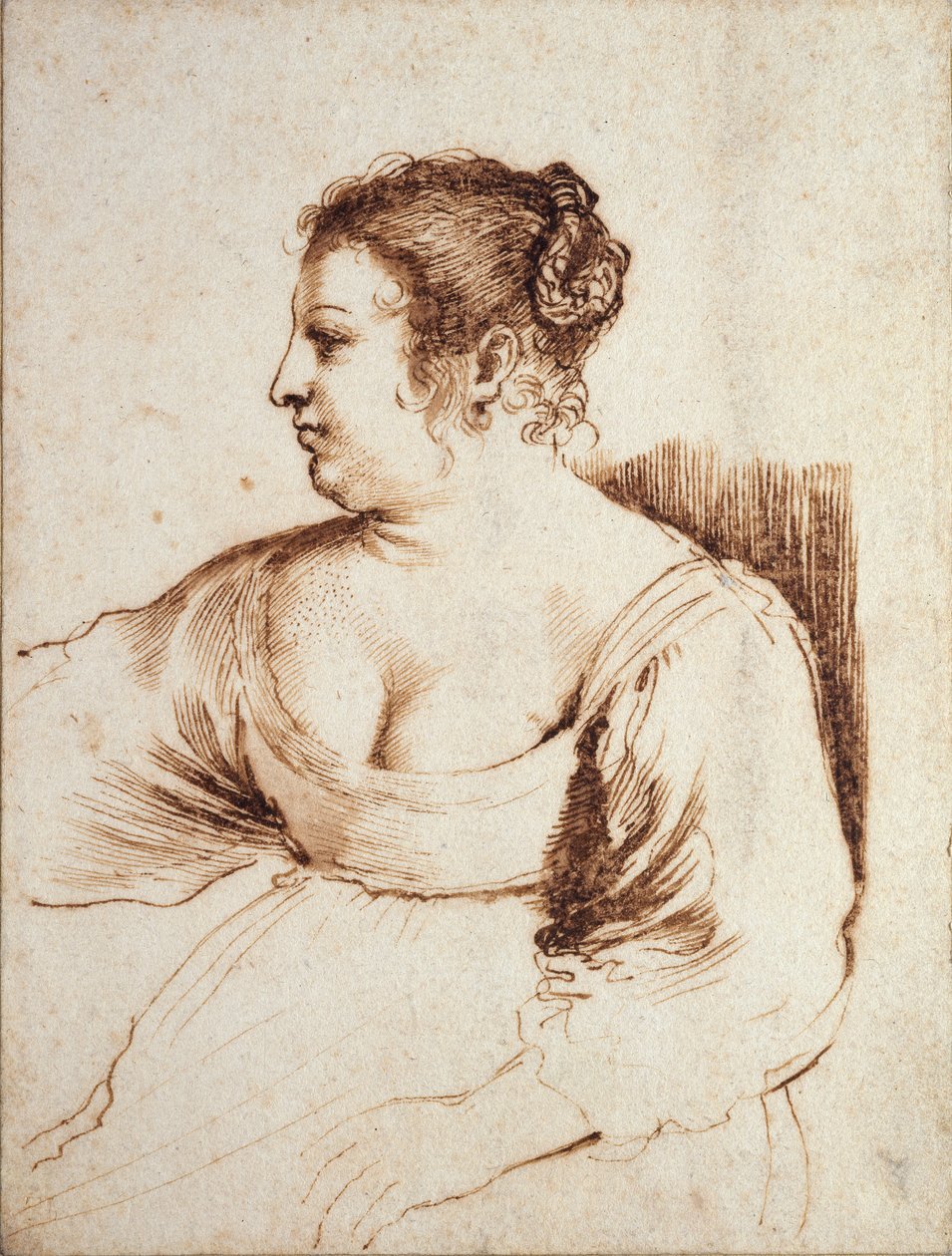 Een zittende vrouw door Guercino
