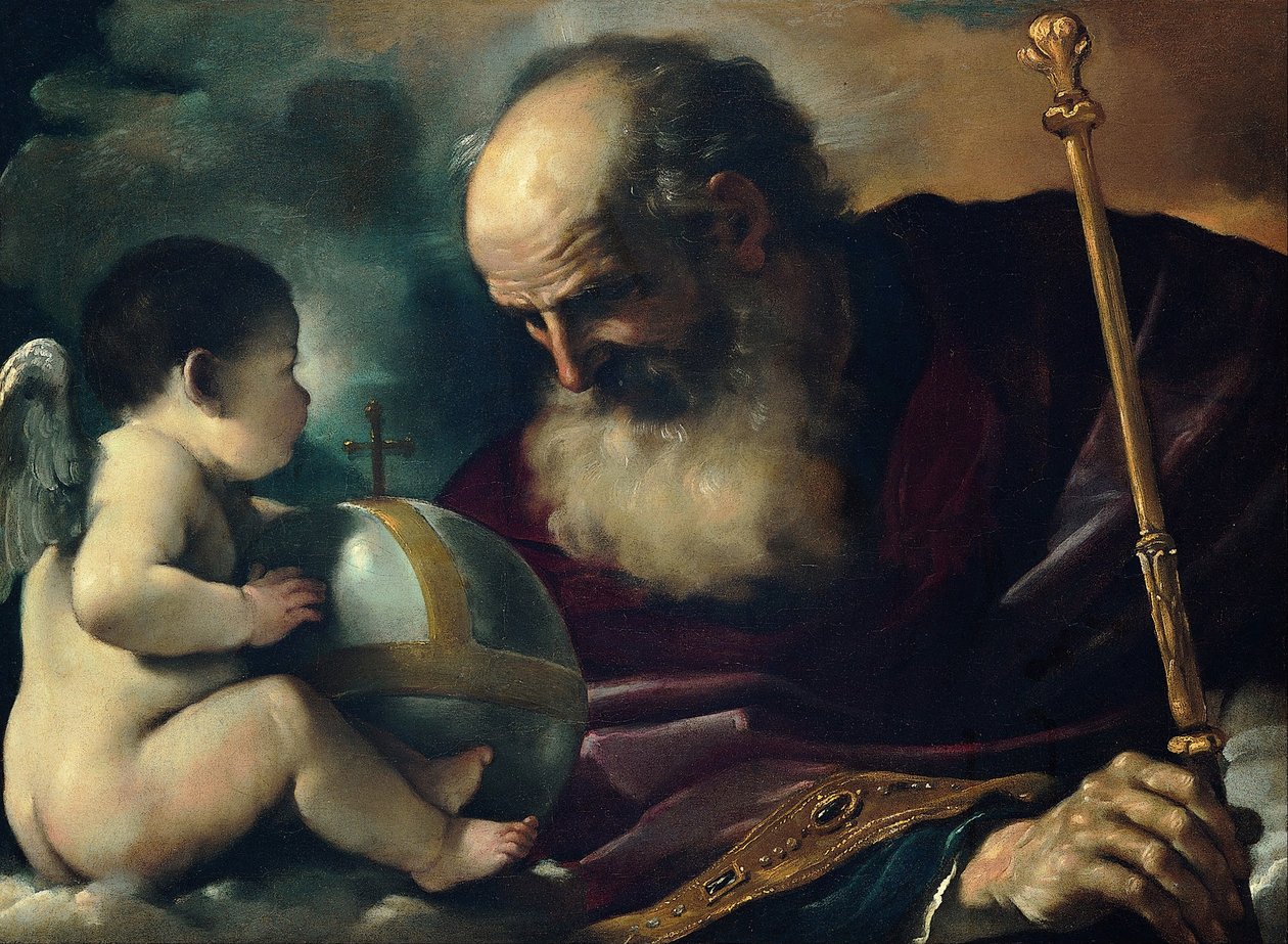 God de Vader en Engel door Guercino