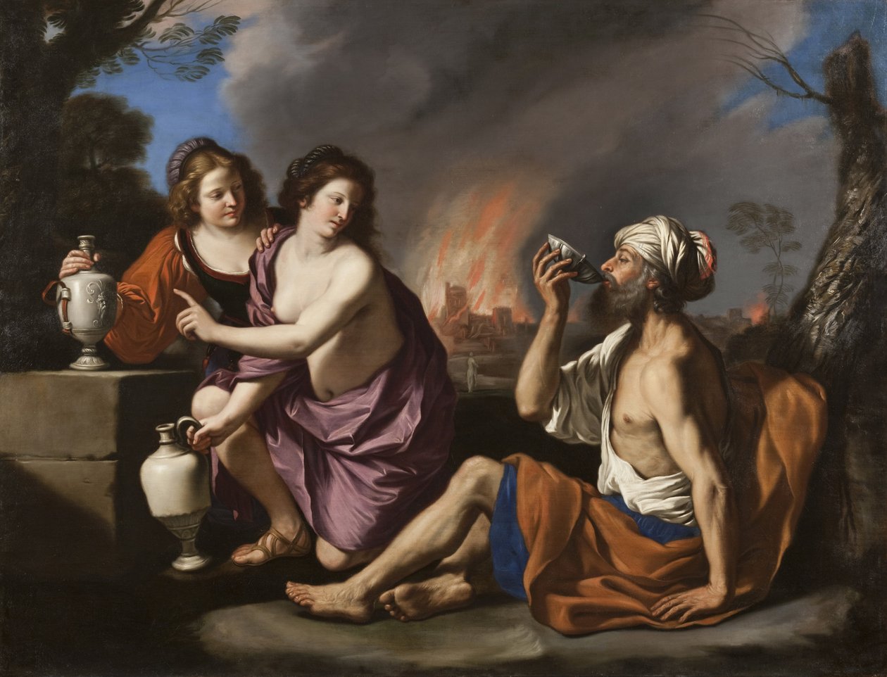 Lot en zijn dochters door Guercino