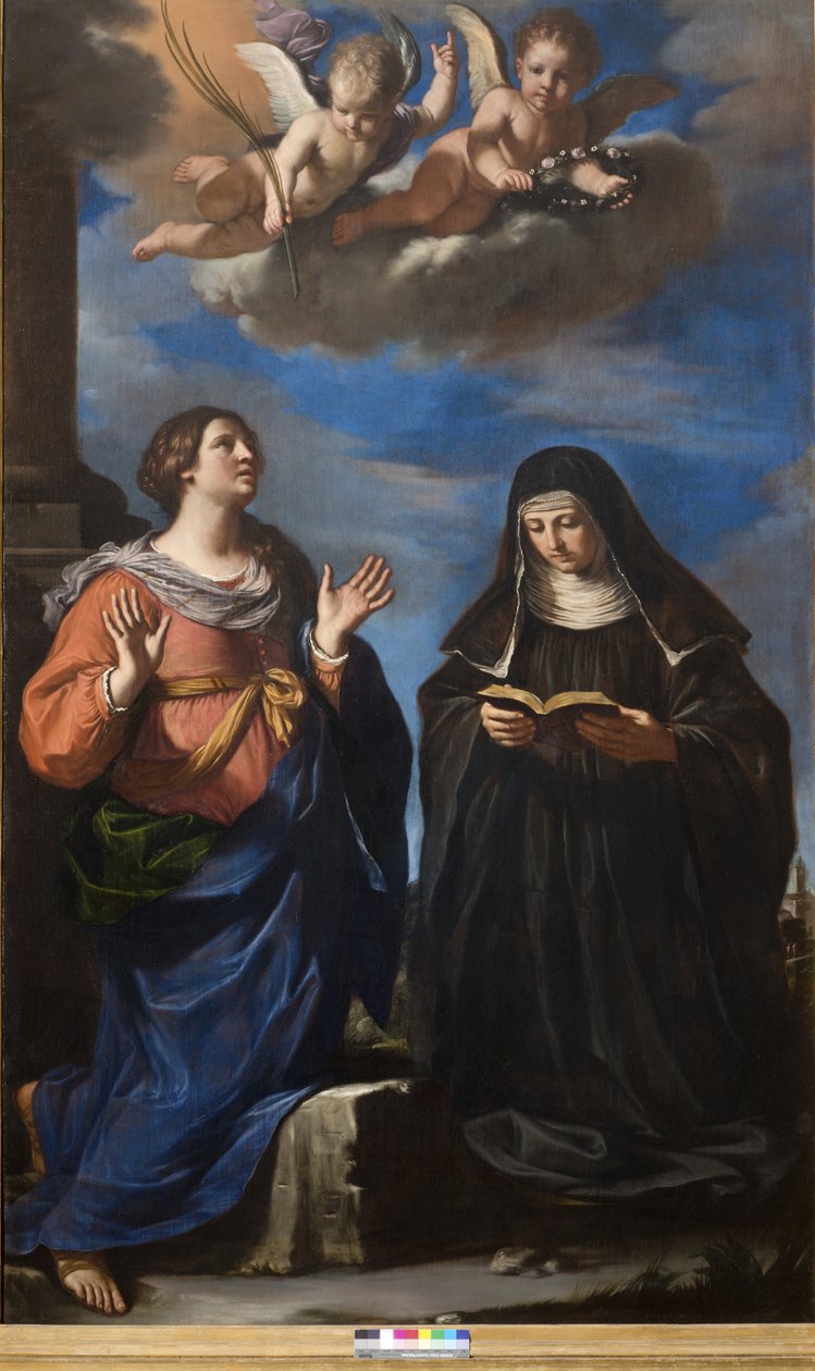 Sint Gertrudis en Lucretia door Guercino
