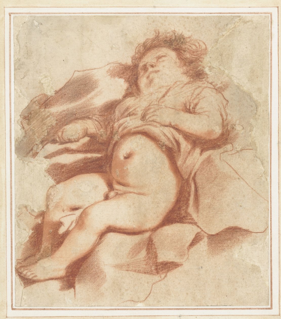Studie van een slapend kind door Guercino