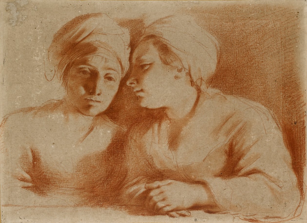 Twee zittende vrouwen door Guercino