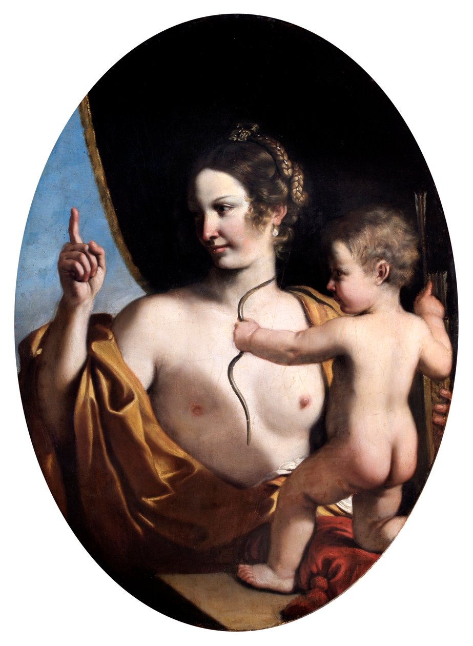 Venus en Cupido door Guercino
