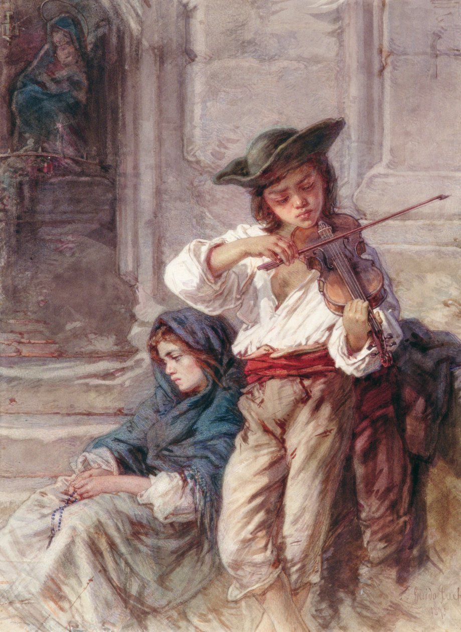De Jonge Violist, c.1880 door Guido Bach