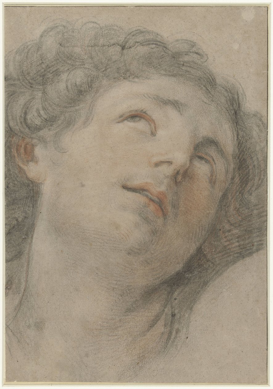 Hoofd van de heilige Sebastiaan, opwaarts ziende door Guido Reni