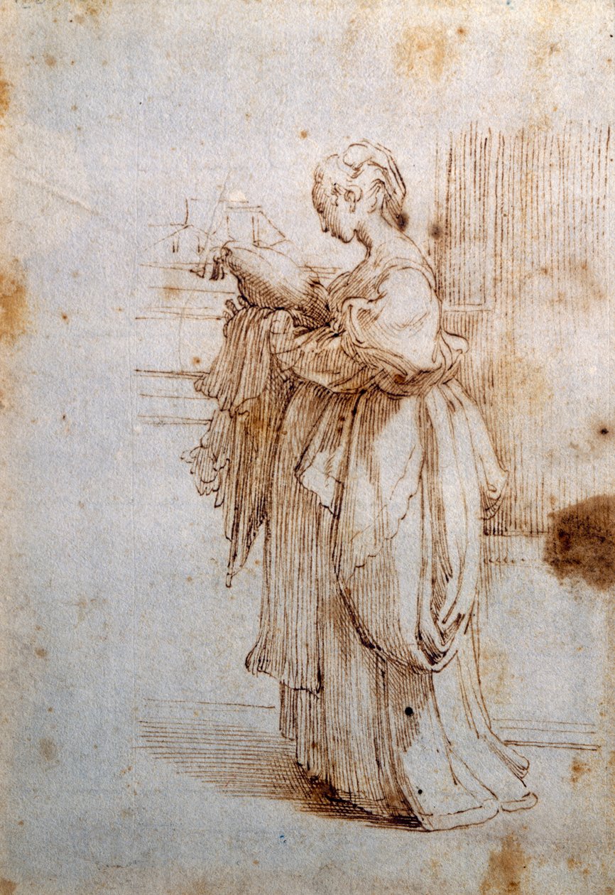Vrouw met kussen door Guido Reni
