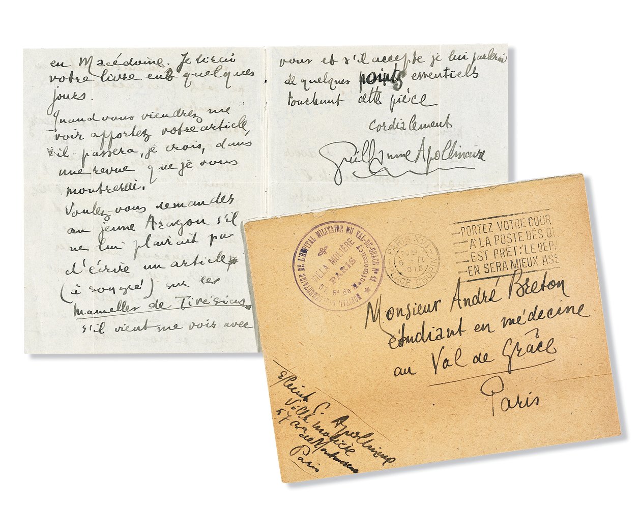 Brief aan Andre Breton door Guillaume Apollinaire