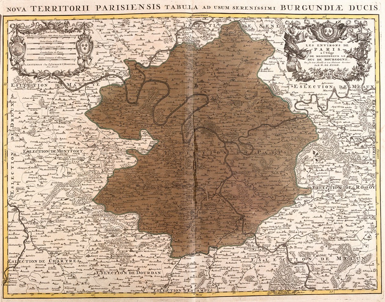 Kaart van Ile de France (ets) door Guillaume Delisle
