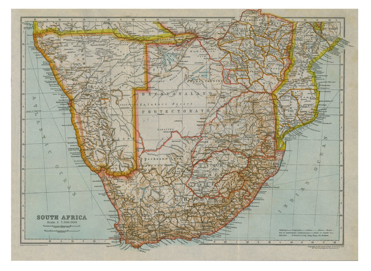 Kaart van Zuid-Zuid-Afrika, ca. 1910 door Gull Engraving Company