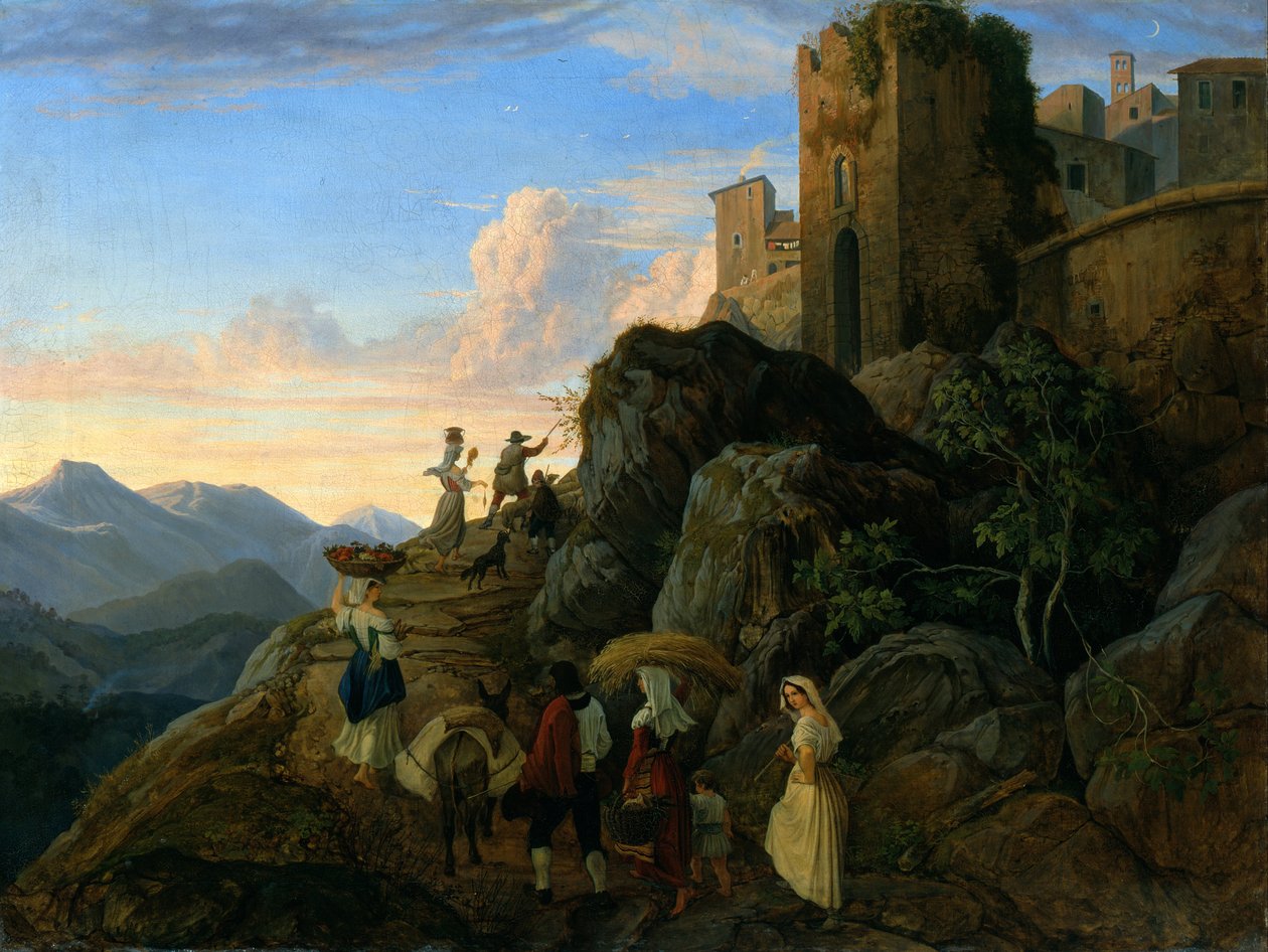 Civitella (avond) door Gustav Karl Ludwig Richter