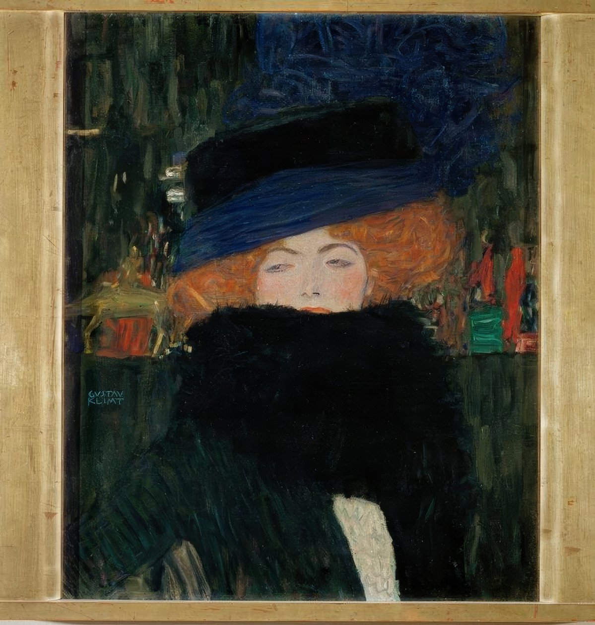 Dame met hoed en verenboa door Gustav Klimt