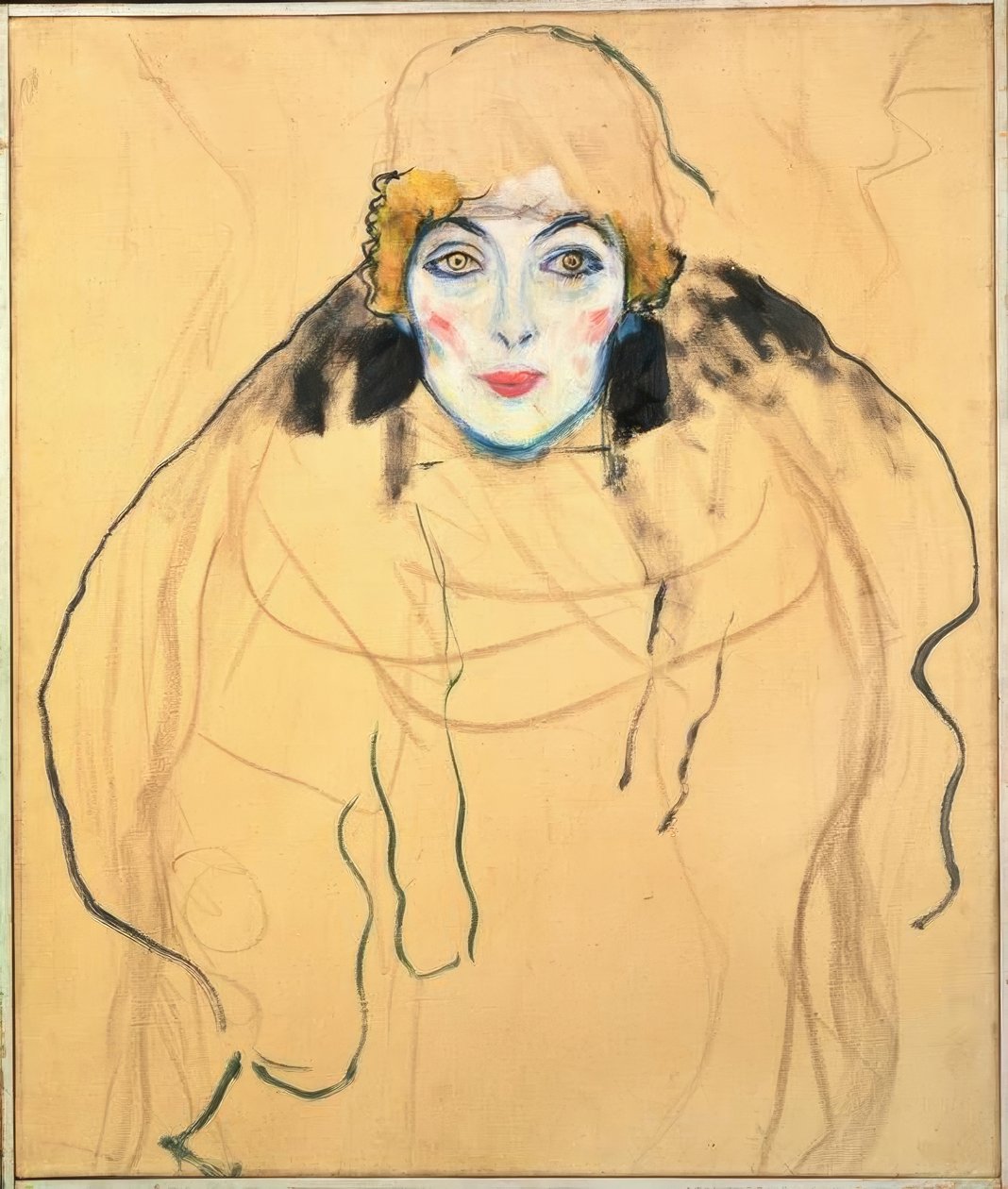 Damesportret en face door Gustav Klimt