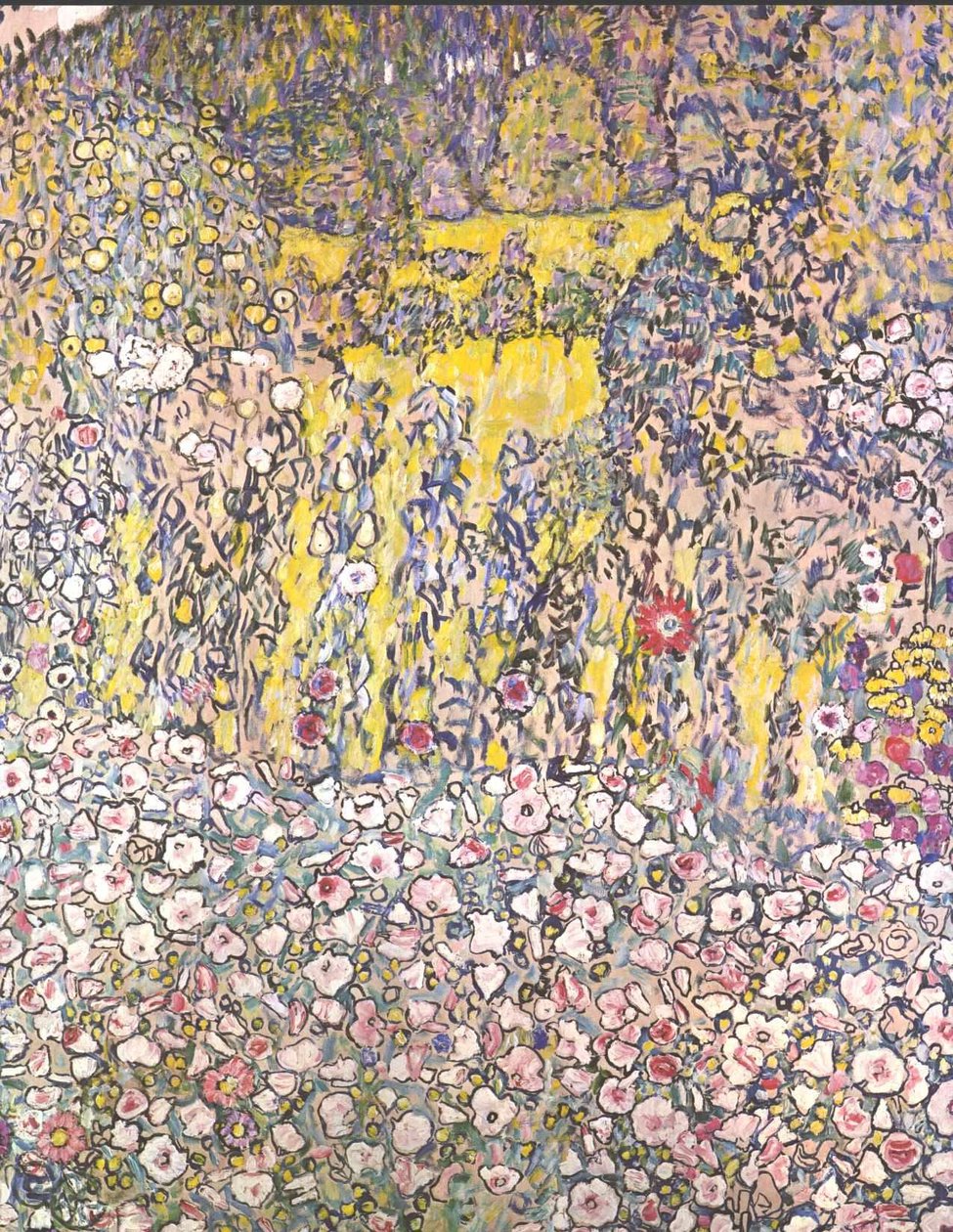 Tuinlandschap met bergtop door Gustav Klimt
