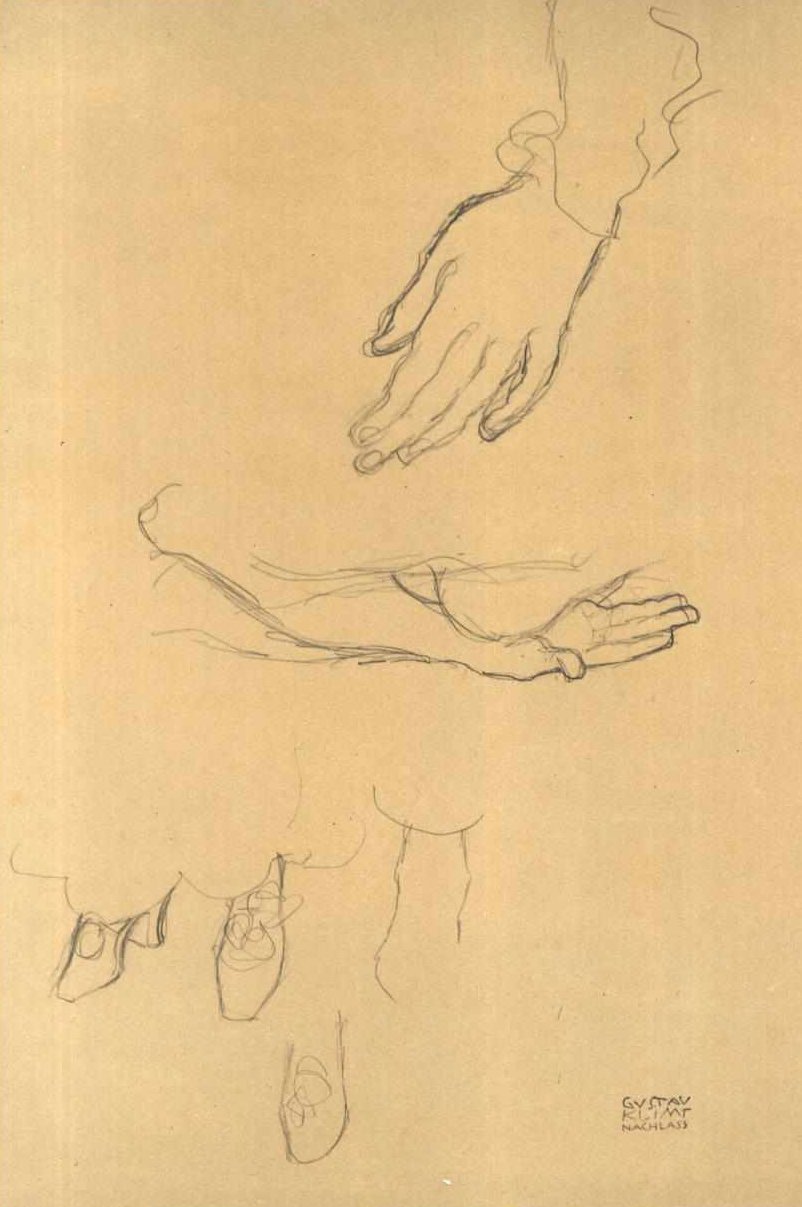 Handstudies schoenstudie door Gustav Klimt