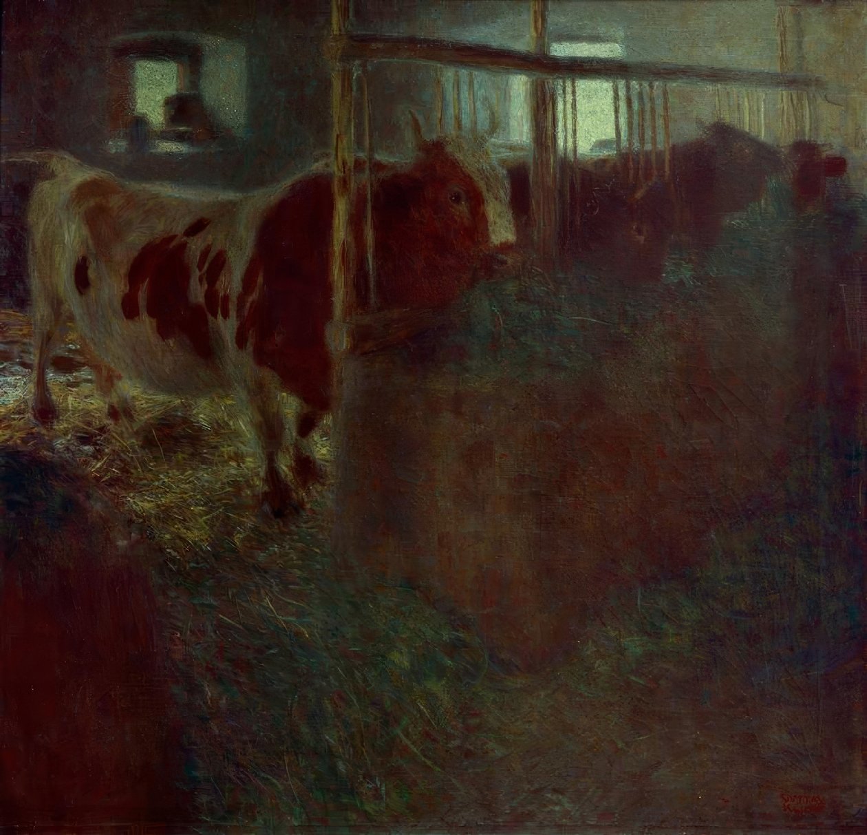 Koeien in de stal door Gustav Klimt