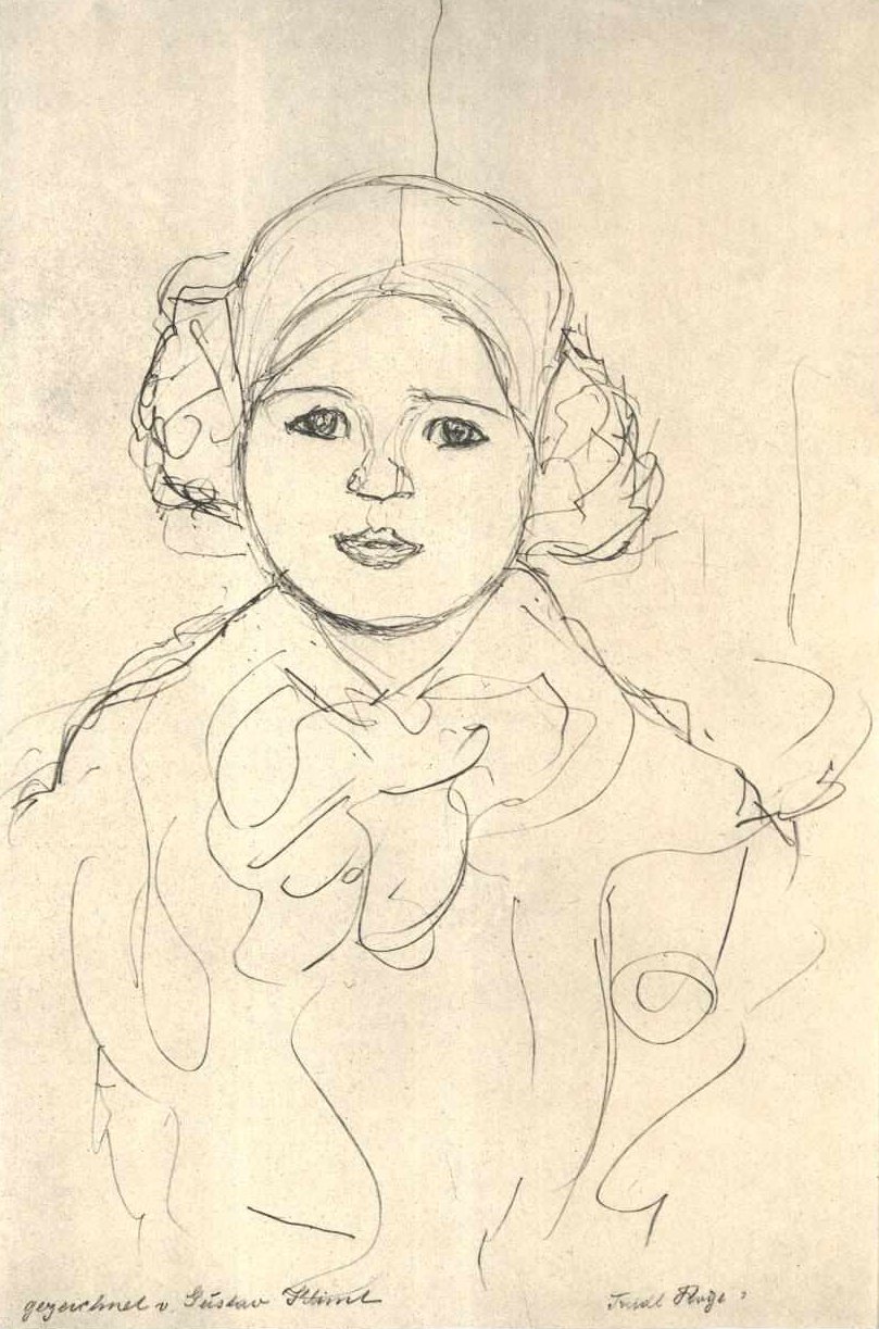 Meisjesstudie van voren door Gustav Klimt