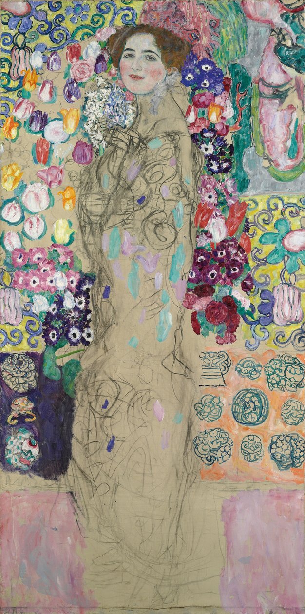Portret van Ria Munk III (onvoltooid 1917-18) door Gustav Klimt