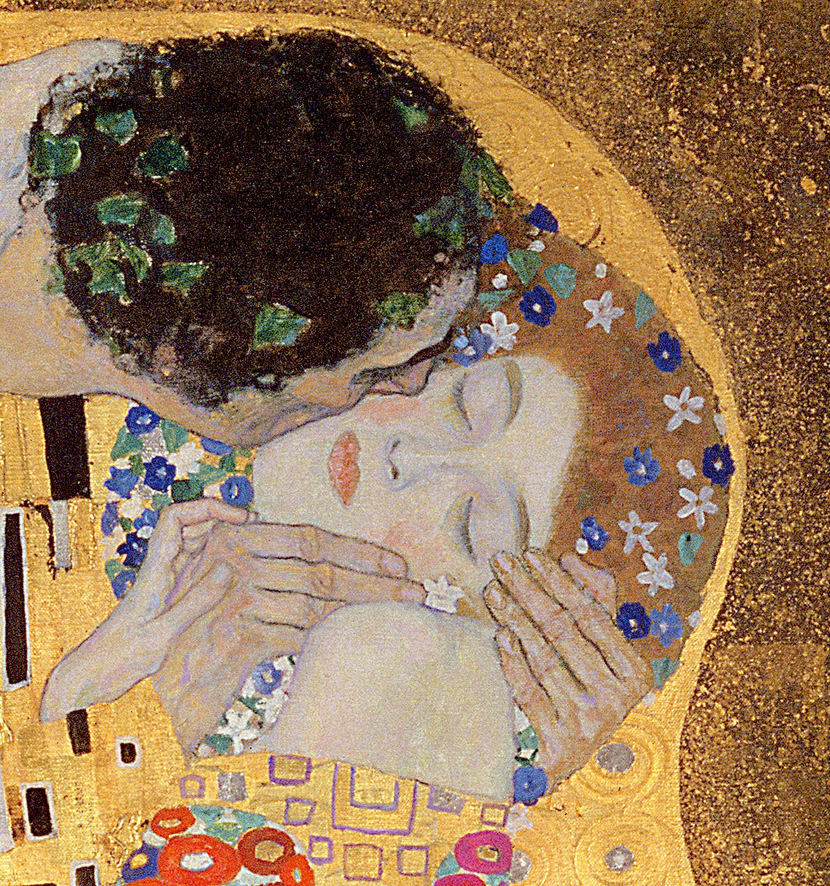 De Kus, 1907-08 (detail) door Gustav Klimt