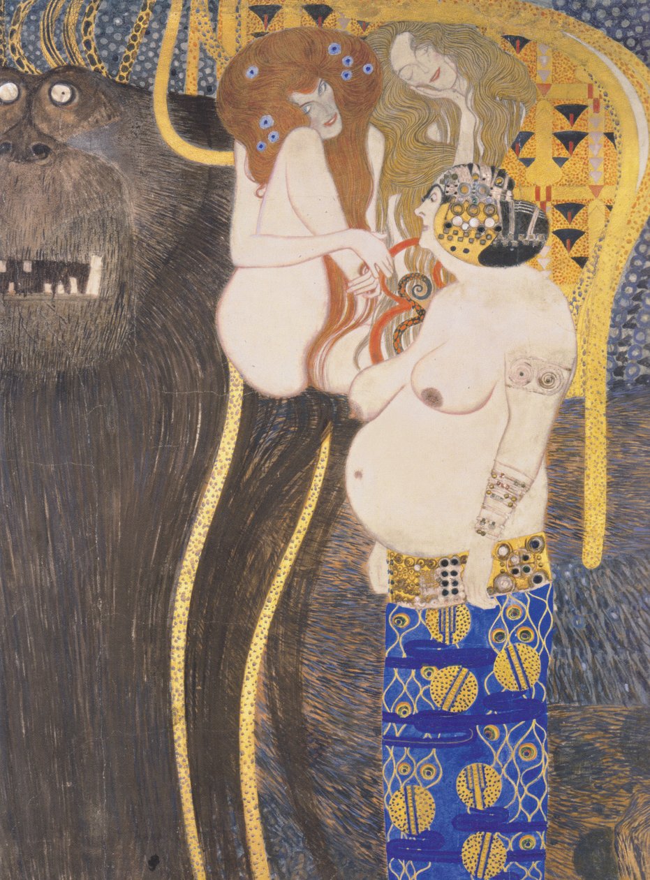 Typhoeus en wellust, onkuisheid, onmatigheid door Gustav Klimt