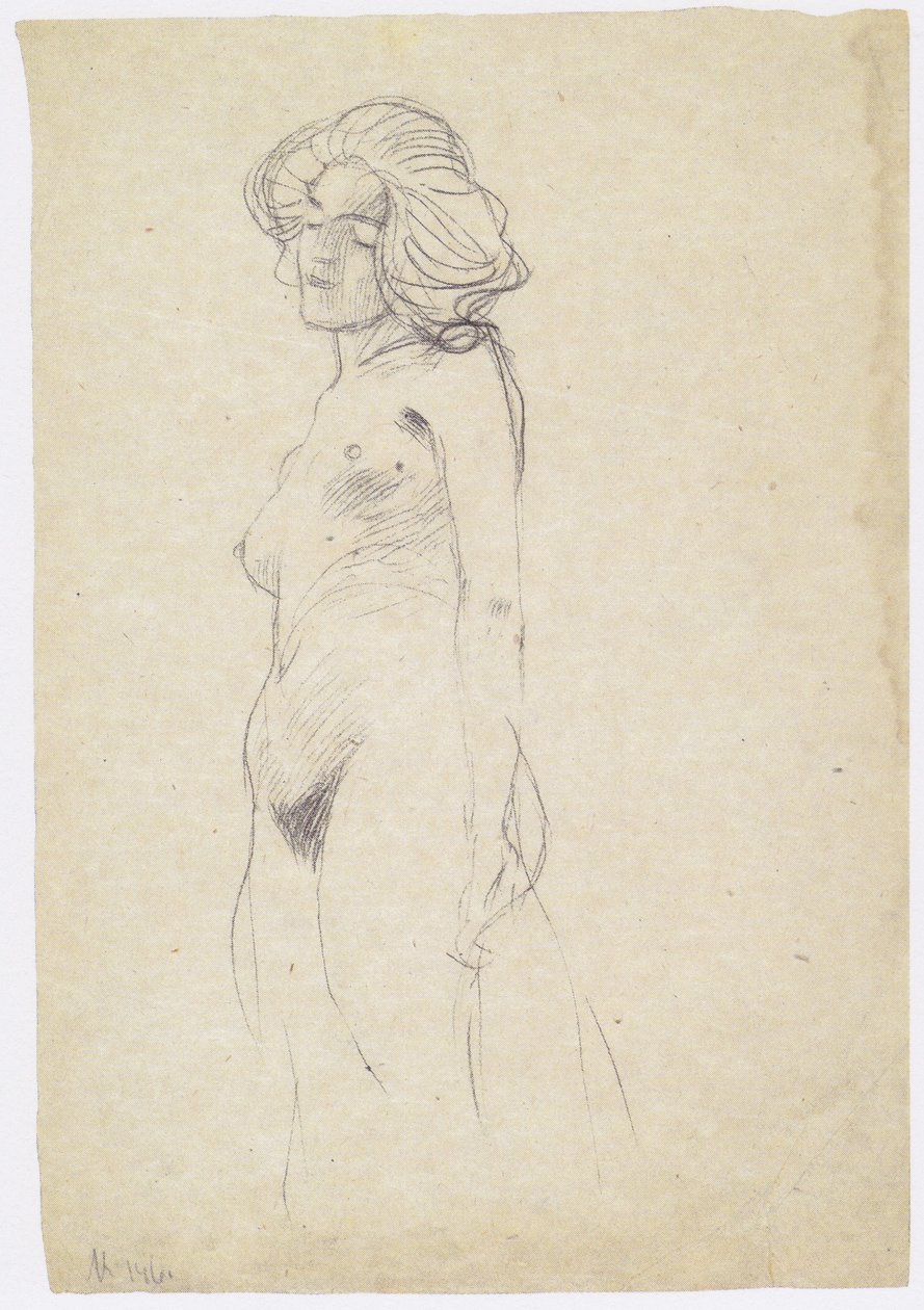 Vrouwelijke naakt naar links door Gustav Klimt