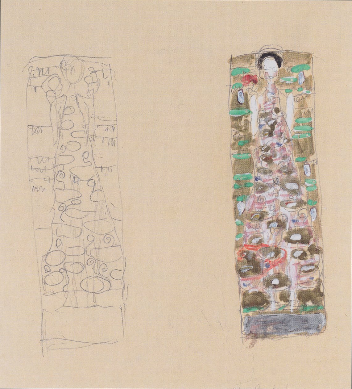 Twee ontwerpen voor het sierblad voor Otto Wagner door Gustav Klimt