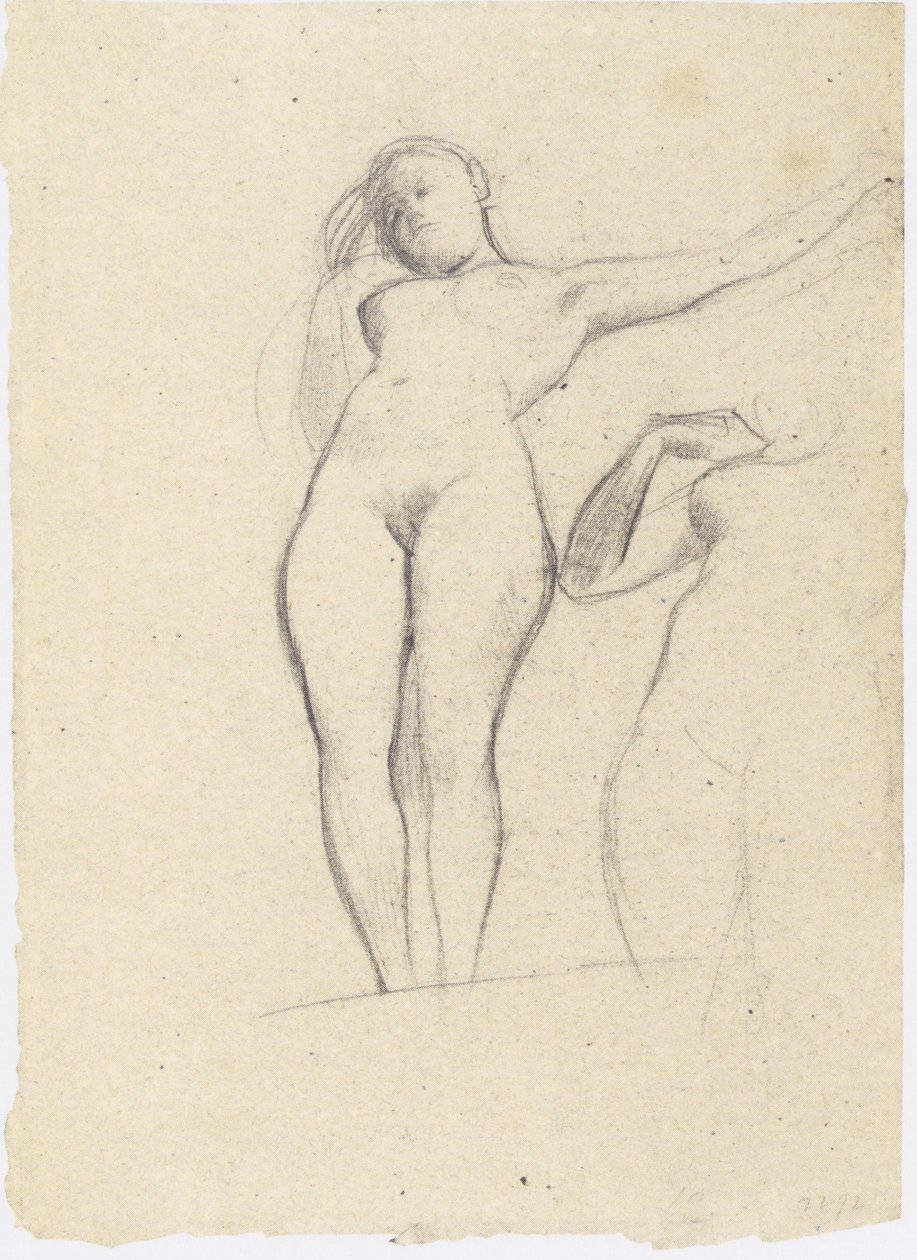 Twee studies van een staande naakt naar links door Gustav Klimt
