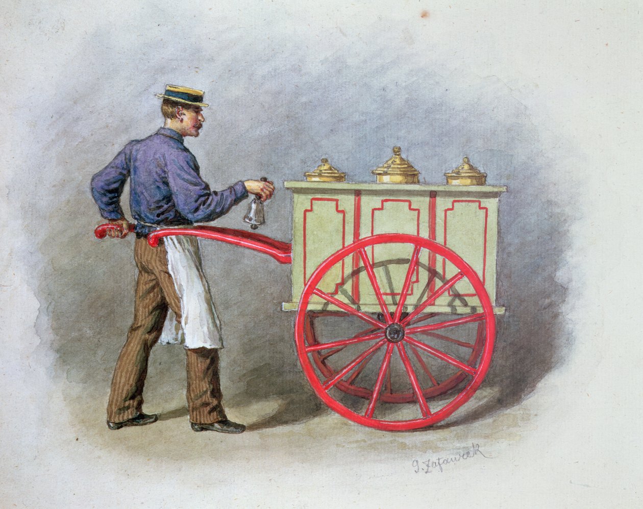 De ijscoman, 1895 door Gustav Zafaurek