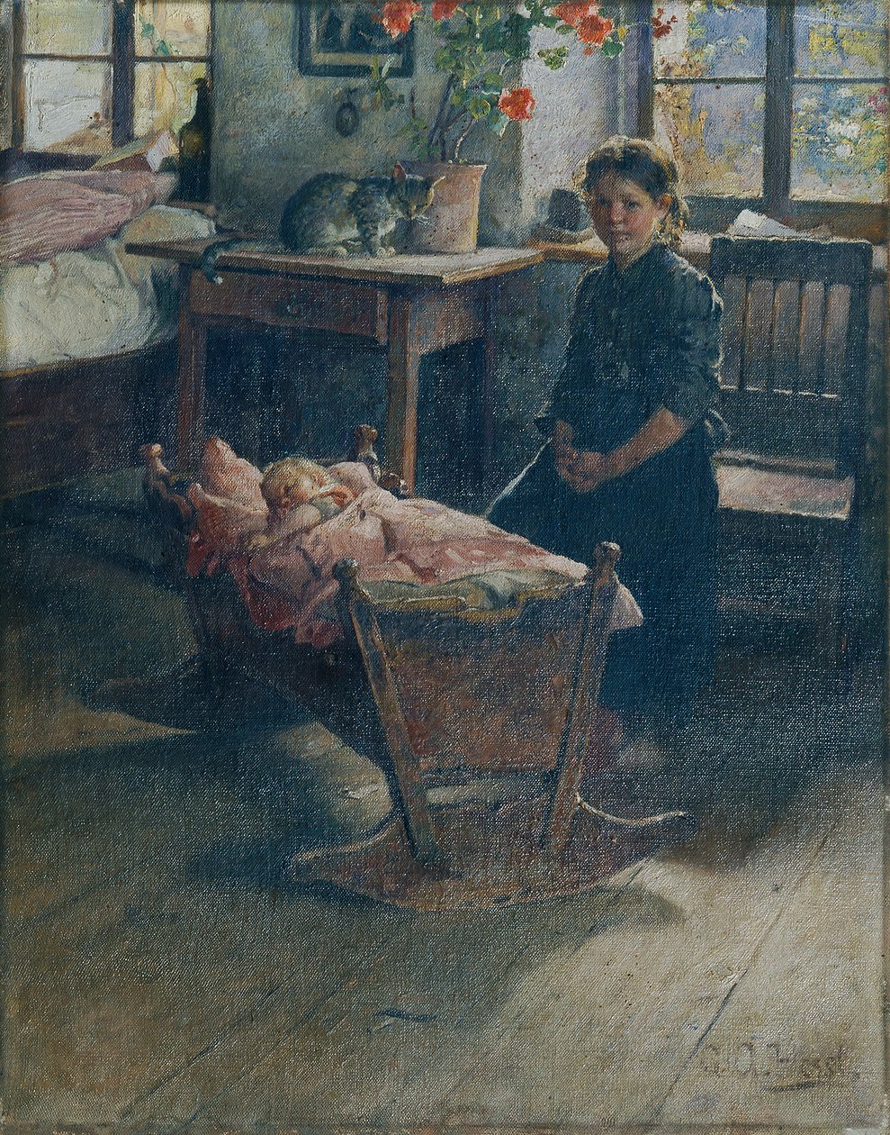 Bij de wieg door Gustav Adolf Hessl