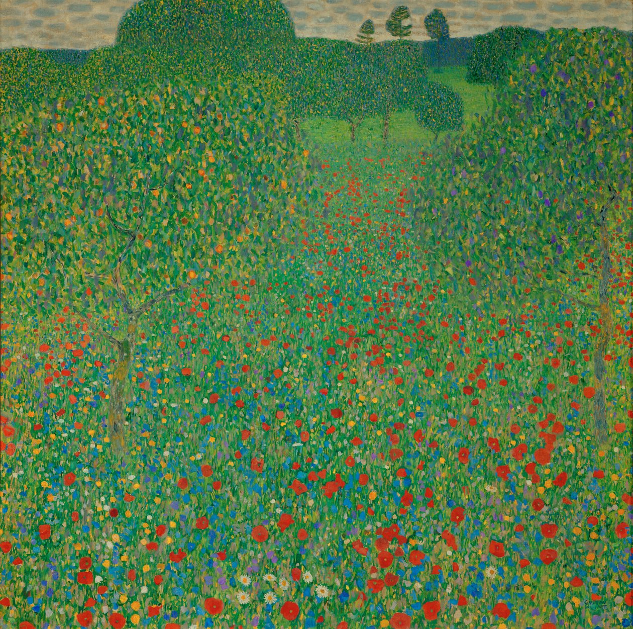 Een veld vol klaprozen door Gustav Klimt