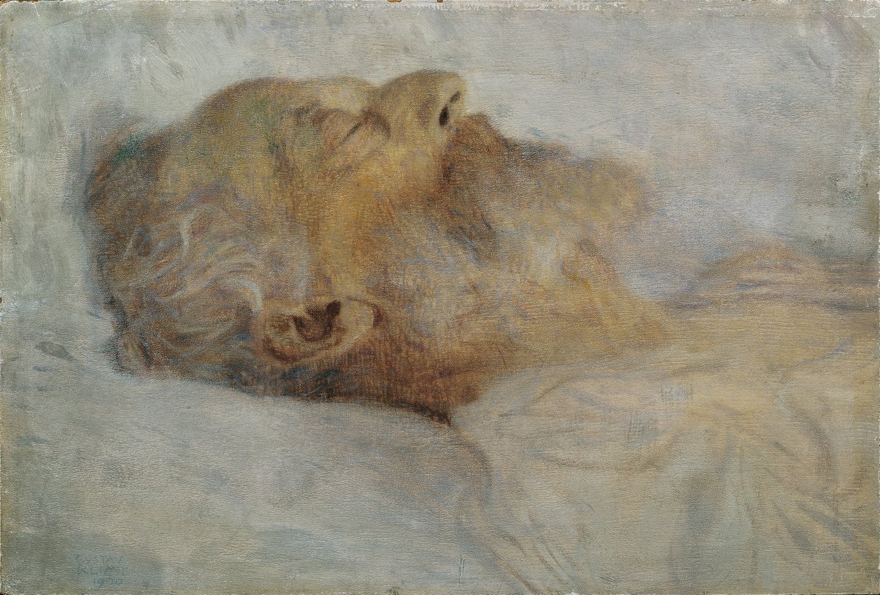Oude man op het sterfbed door Gustav Klimt