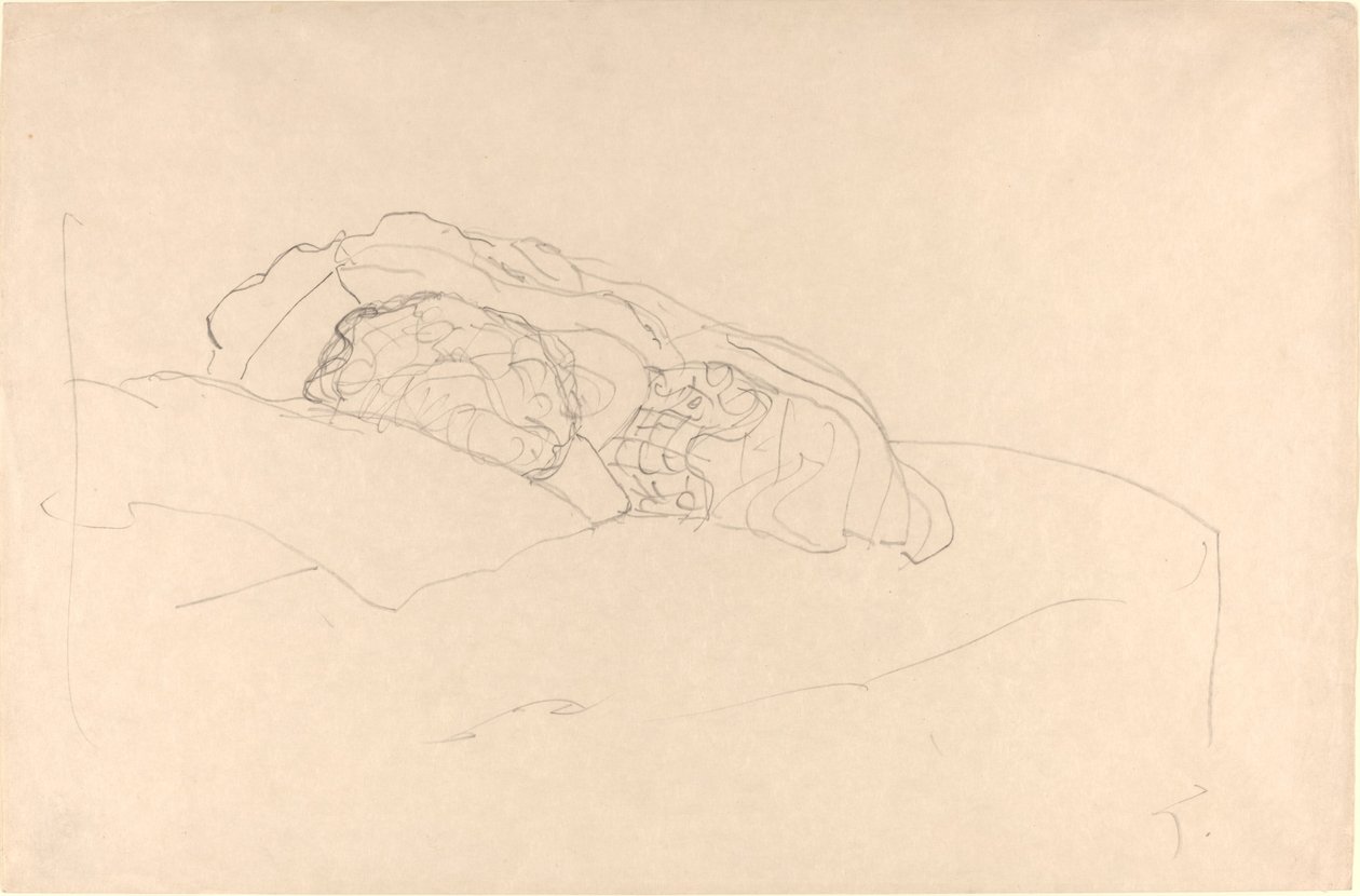 Opgerolde Meisje op Bed door Gustav Klimt