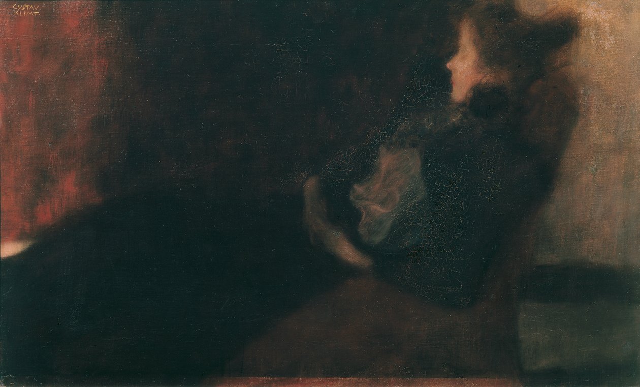 Dame bij de open haard door Gustav Klimt