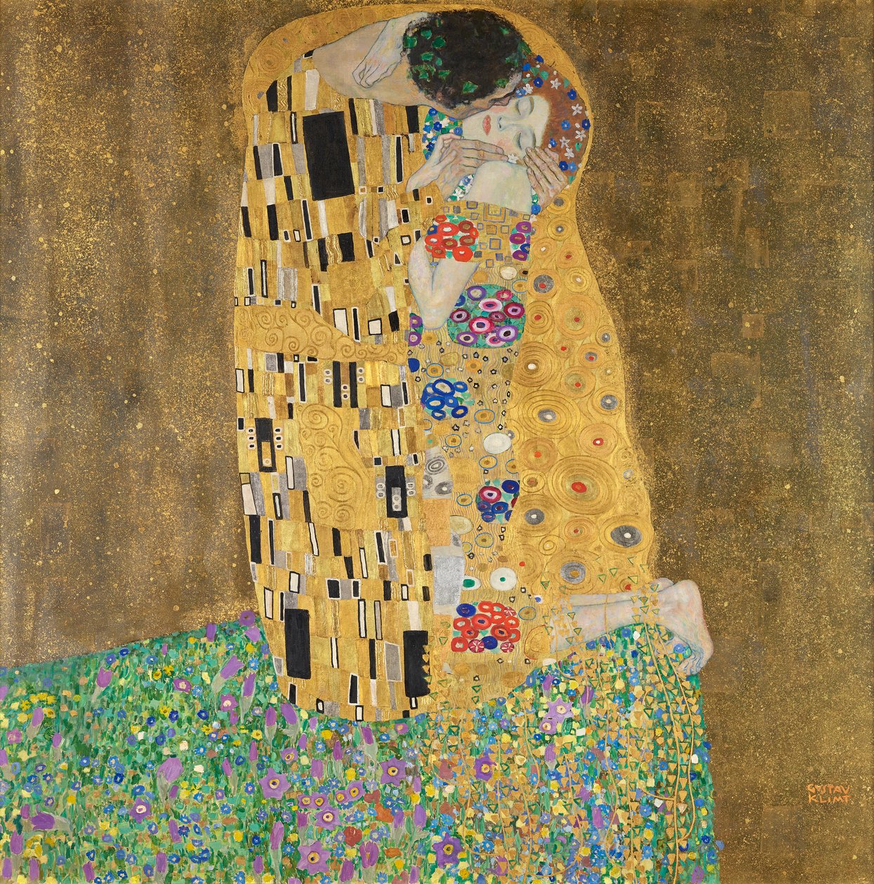De kus (Liefdespaar) door Gustav Klimt