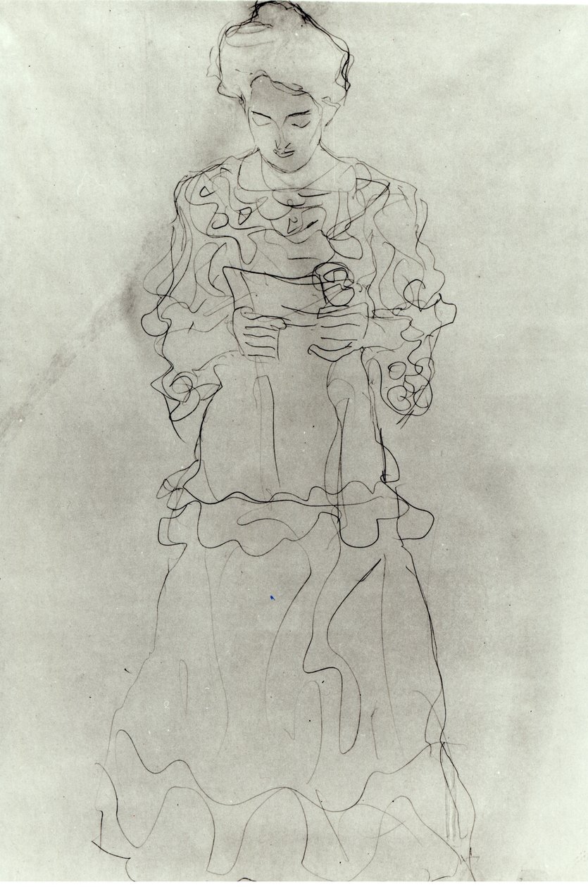 Meisje lezen I door Gustav Klimt