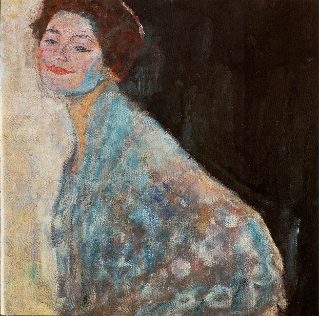 Portret van een dame in het wit door Gustav Klimt