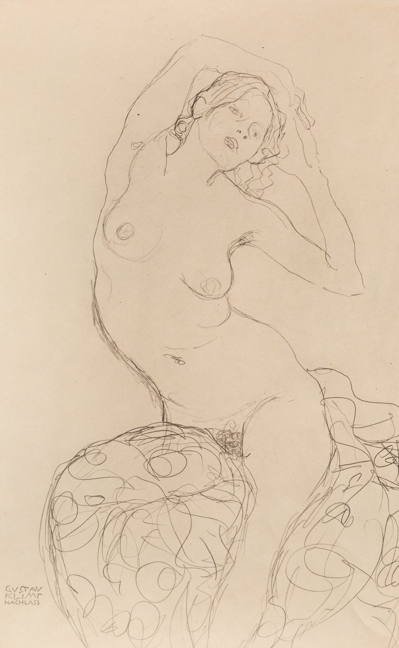 Zittende Naakt, ca 1914-1916 door Gustav Klimt